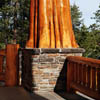picture of cedar log and stone work